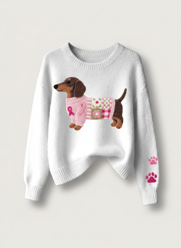 Mila – Wollen trui met vilten teckel