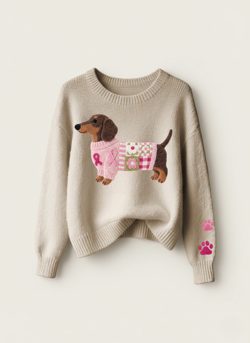 Mila – Wollen trui met vilten teckel