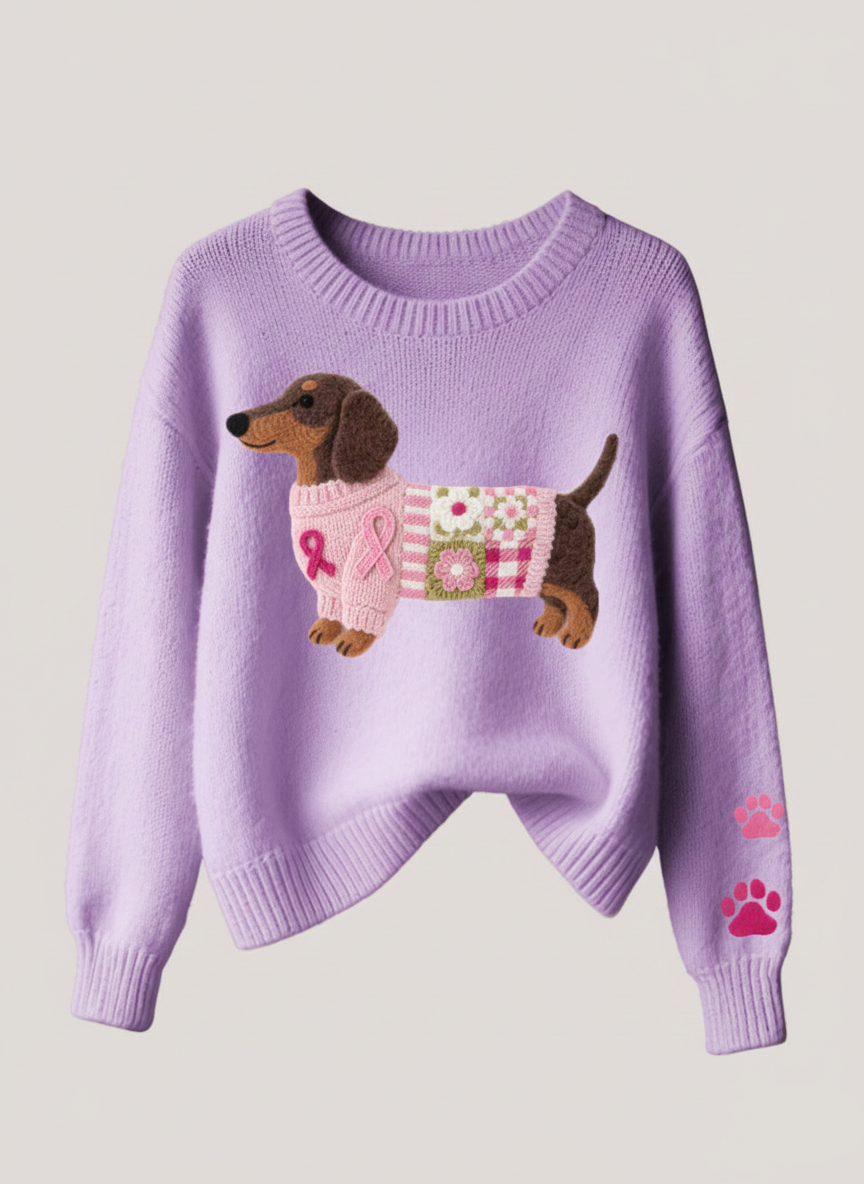 Mila – Wollen trui met vilten teckel